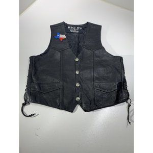 BIG B's Black Leather Vest Motorcycle Western 46   Harley Davidson Mason Patch
